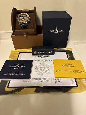 2020 Rare Breitling Chronomat 44 B01 Blue Dial 18K Rose Bezel Stainless/S CB0110 - Image 1 of 4