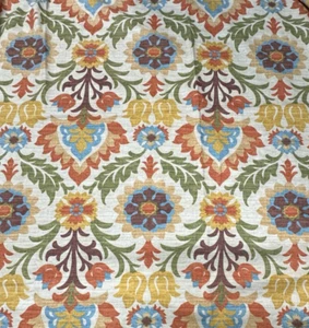 WAVERLY Fabric Santa Maria Orange Yellow Floral Adobe 1.5 yards 56" Upholstery - Picture 1 of 9