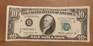 1985 Series $10 Bill, B2-NY District , S# B 78027489 C - Picture 1 of 2