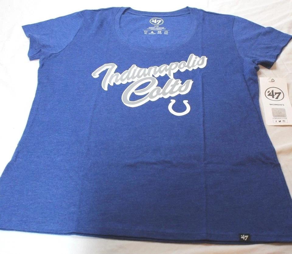 47 NFL Indianapolis Colts Blue Women's Club Scoop Tee T-Shirt Size Medium