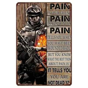 SPECIAL FORCES Theme Metal sign 8"x12" PAIN IS YOUR FRIEND. NEW seller is a Vet - Picture 1 of 4