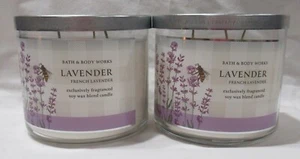 Bath & Body Works 3-wick Scented Candle Lot Set of 2 FRENCH LAVENDER - Picture 1 of 4