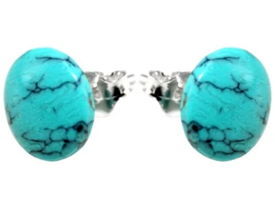 925 ECHT SILBER  *** Künstl. Türkis Ohrstecker Ø 6 / 10 mm - Bild 1 von 2