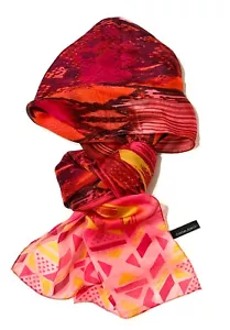 Cynthia Rowley Schal Tuch Halstuch Schlangenleder & geometrisches Design 71"X24" rosa rot - Bild 1 von 8