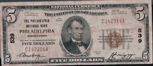 $5 NATIONAL CURRENCY - PHILADELPHIA 1929