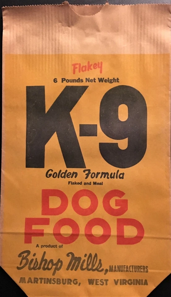 1940's K-9 Golden Formula Dog Food Bag – Bishop Mills Martinsburg, WV. - Image 1 of 1