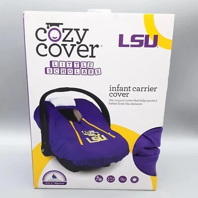 LSU 舒适保护套 抓绒内衬 婴儿背带 保护套 紫色和金色 — 第 1/4 张图片