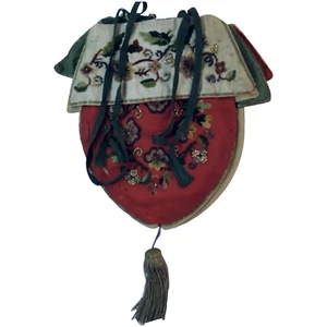 👛 Antique Purse 👛: Purse Beaded Embroidered circa 1850s 4 Panels - Bild 1 von 12