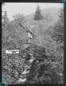 Maison, Alsace, nature, Plaque verre photo, négatif ancien noir & blanc 9x12 cm - Photo 1 sur 2