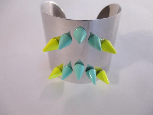 Brazalete grande JOOMI LIM esmalte rodio nuevo en paquete $275 plata verde amarillo IRRG Foto 1 de 4