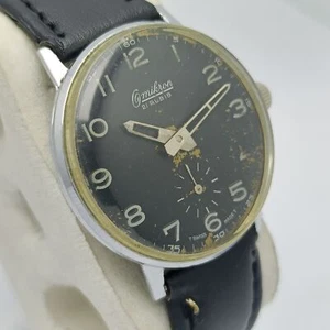 Omikron Sub Second 3360 Manual Winding 21 Rubis Military Dial Vintage Watch - Picture 1 of 7