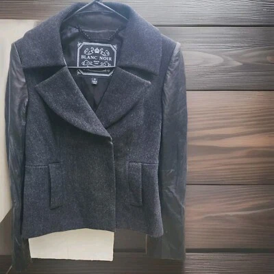 Women's BOXY PEACOAT Jacket LAMB SKIN 100% LEATHER & WOOL, $300 - Image 1 of 4