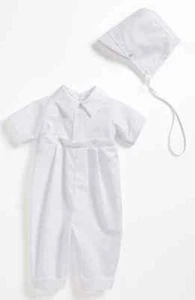 Little Things Mean a Lot L69629 White Baby Boys Romper & Hat Size 12 M - Picture 1 of 1