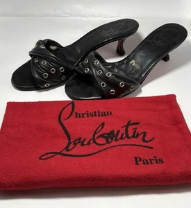 Christian Louboutin Pfennigabsatz Pantoletten schwarz mit silbernen Ösen Y2K Gr. 36,5 6,5 - Bild 1 von 21