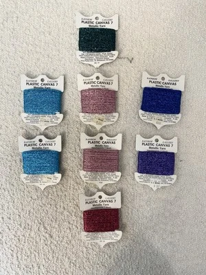 Rainbow Gallery Metallic Thread Yarn Lot Of 8 blue purple pink green rainbow - Image 1 of 4