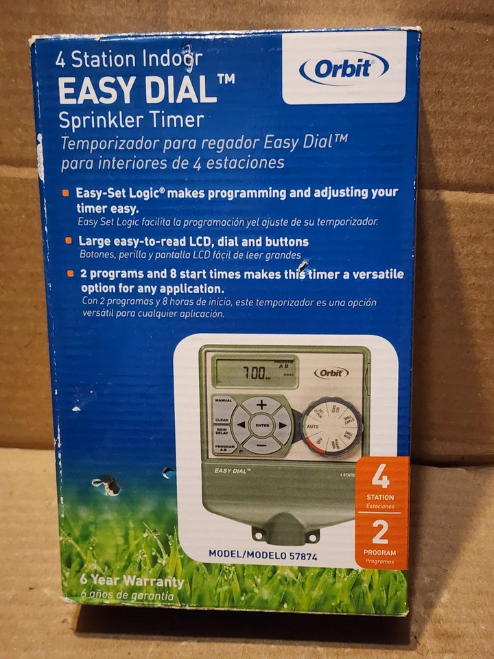Orbit Easy Dial 57874 4 Zone 8 Sprinkler Timers 2 Programs EZ Start