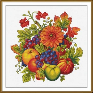 Hágalo usted mismo Kit Punto de Cruz "Pintura de Otoño" Acción de Gracias Decoración Artesanía Arte Regalo Único - Imagen 1 de 1