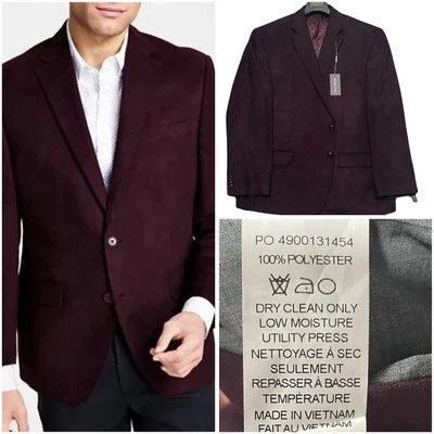 Michael Kors Hombres Borgoña Gamuza Ajuste Clásico Abrigo Deportivo Traje Chaqueta Talla 38S Nuevo Foto 1 de 4