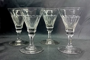 4  Antique Victorian Art Nouveau Cut Glass Wine Glasses - Picture 1 of 11