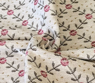 VERVAIN BEIGE ROSE GREEN DRAPERY FURNITURE UPHOLSTERY FABRIC BY THE YARD 55.5" W - Image 1 of 4