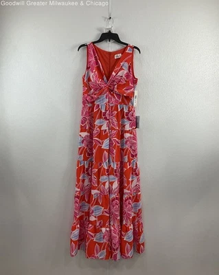 NWT Eliza J Women's Maxi Dress Twist Front Sleeveless Long Red Floral Size 10 - Image 1 of 3