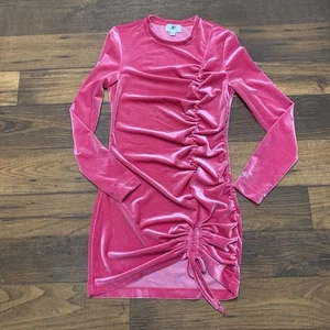 Juicy Couture Barbie Pink Velvet Bodycon Long Sleeve Round Neck Dress Size M - Picture 1 of 10