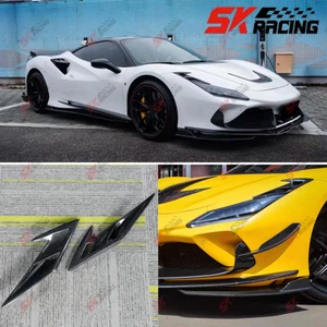 For 20-23 Ferrari F8 Carbon Fiber Front Bumper Splitter Air Vent Side Trim Cover - Picture 1 of 24