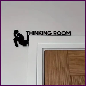 Insegna moderna porta wc in metallo 1 pz - elegante scultura da parete sala pensieri - casa - Foto 1 di 30