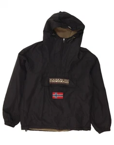 NAPAPIJRI Mens Graphic Hooded Anorak Jacket UK 36 Small Black Nylon BU13 - Picture 1 of 3