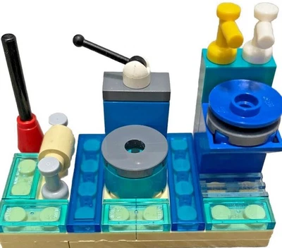 Lego Custom Minifig Bathroom: Toilet, Sink & Taps, TP Roll &Holder Plunger, Tile - Image 1 of 4