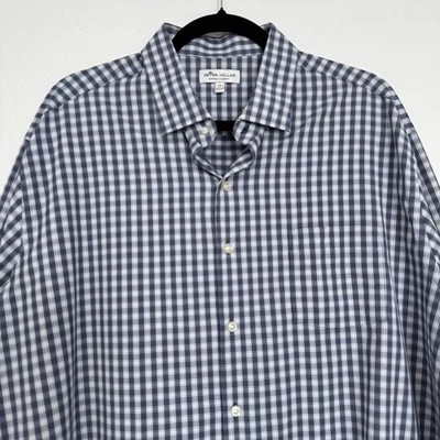 Peter Millar Summer Comfort Shirt Men's XL Blue Plaid Button Performance Preppy - Image 1 of 4