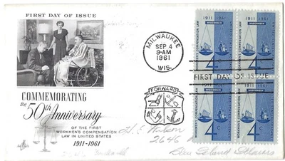 6 '61 FDCs Workmans comp., Norris, Naval Aviation, Remington, Pershing, Range - Image 1 of 4