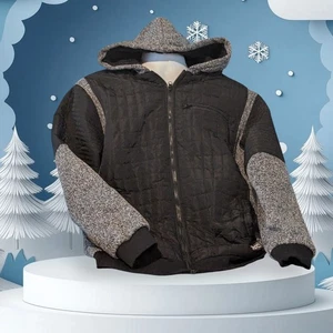 Brooklyns Best Mens Black White Zip Winter Coat Cotton Polyester Blend Hoodie XL - Picture 1 of 8