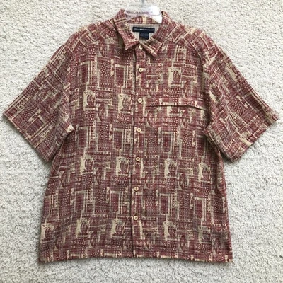 ExOfficio Button Up Shirt Large Adult Red Short Sleeve Mesh Lined Vented Mens L - Image 1 of 4