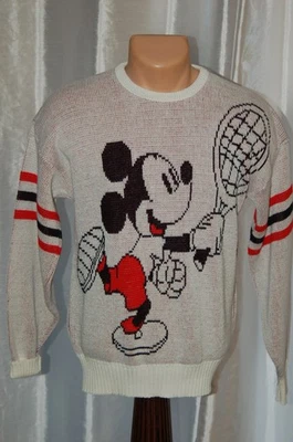 80’s Walt Disney Cliff Engle Tennis Limited Mickey Mouse knit sweater Small - Image 1 of 4