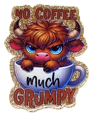 5 Pc - Grumpy Cow - Acrylic Flatback Charms - For Badge Reels - DIY Crafts — 第 1/2 张图片