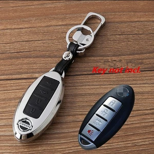 Alloy for Nissan Sentra Altima 4 Buttons Leather Smart Remote Key Case Cover Fob - Picture 1 of 4