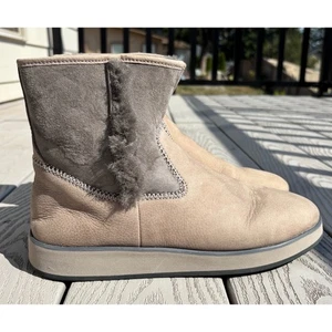 Olukai Pa'ina Hulu Ankle Boots Leather Suede Fur Lined Warm Women's Size 11 - Picture 1 of 9