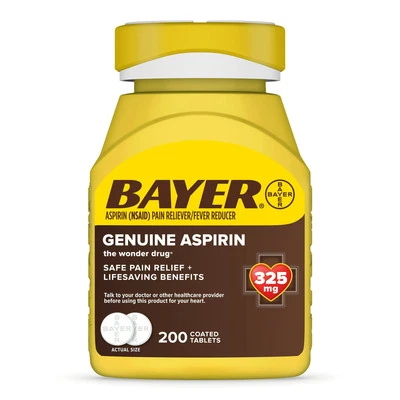 Bayer Genuine Aspirin 325mg Coated Tablets Pain Reliever Fever Reducer 200ct - Image 1 of 3