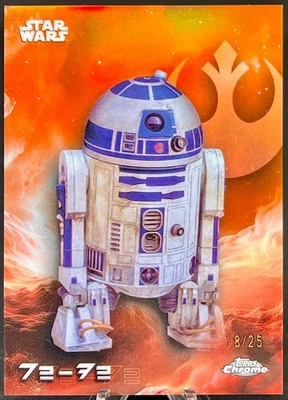 2025 Chrome Star Wars 🔥 #AV-153 R2-D2 Aurebesh (SP) Orange Refractor 18 /25 - Image 1 of 4
