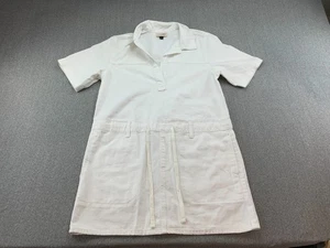 Universal Thread 100% Cotton Denim Shirt Dress Women Medium White Collared Cute - Picture 1 of 12