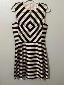 Jill Stuart Silk Evening Dress Womens 8 Fit And Flare Striped Mini Lined - Picture 1 of 13