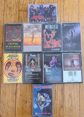 10 Metal Cassette Lot- Iron Maiden Megadeth Metallica Anthrax Ozzy THRASH METAL Foto 1 de 4