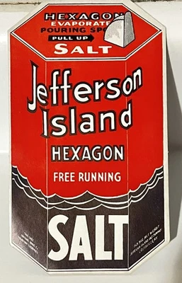 VTG advertising Jefferson Island Hexagon Salt shaped like hexagon box salt   10E - Image 1 of 4