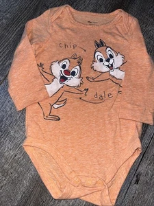 Disney Baby Chip N Dale Long-Sleeve Orange Bodysuit Infant Size 12 Months - Picture 1 of 3