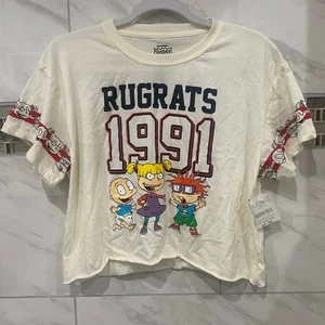 Nickelodeon Rugrats Short Sleeve Cropped Cream T-Shirt Size L NEW - Picture 1 of 6