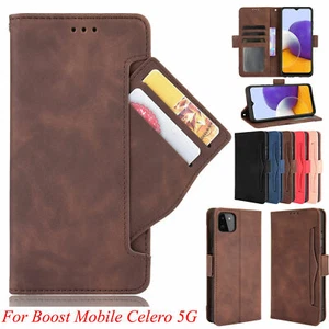 For Boost Mobile Celero 5G Case PU Leather Wallet Card Slots Stand Flip Cover - Picture 1 of 17