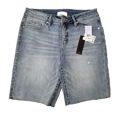 Habitual 女式 30 Bermuda 切割牛仔裤 9 英寸内缝破旧下摆 * O — 第 1/4 张图片