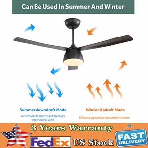 52" LED Ceiling Fan Light w/ Remote Control 6 Speeds Settings Timing Option - Picture 1 of 13