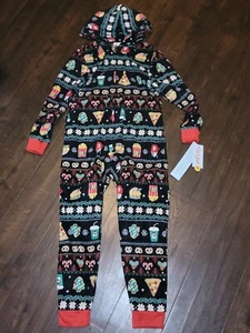 Cat & Jack Girls Boys Fleece Pajamas Christmas Fast Food Union Suit Sz S 6 7 - Picture 1 of 8